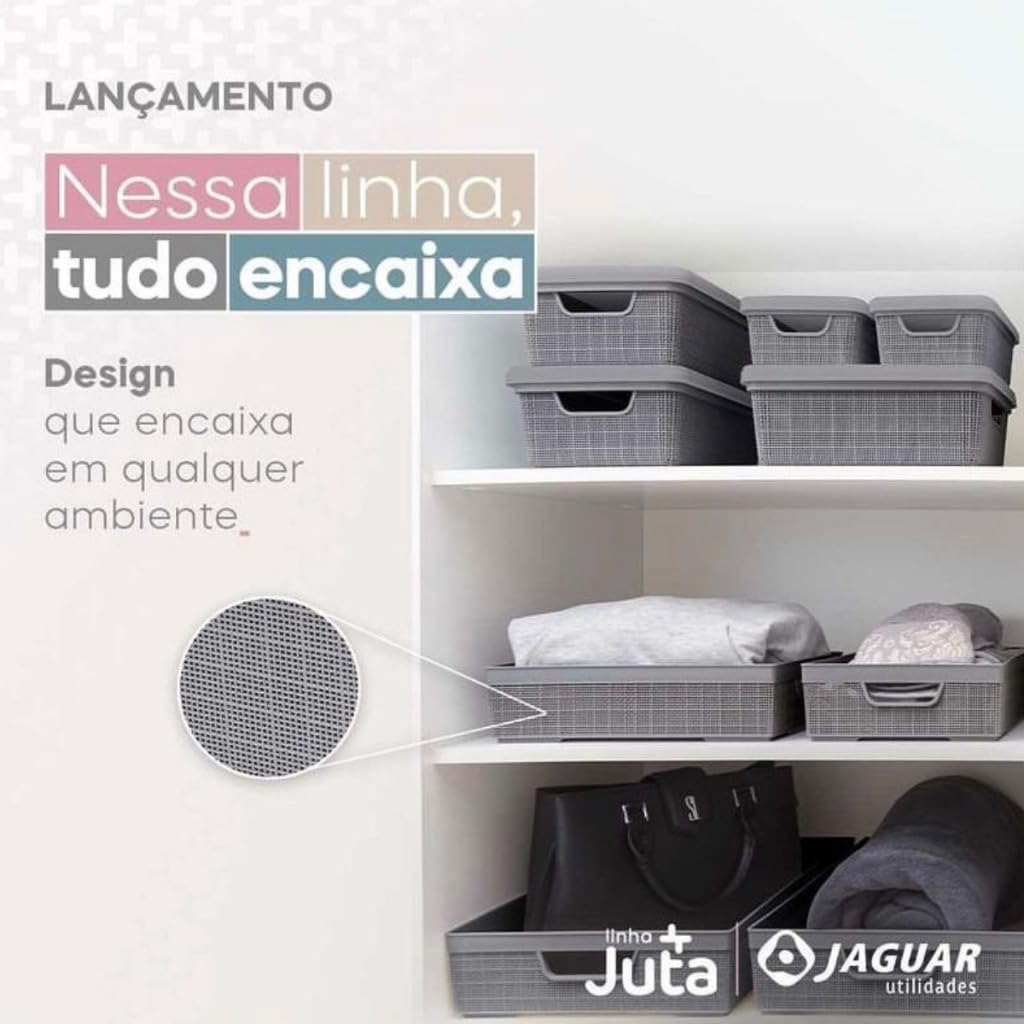 Kit 5 Caixa Organizadora com Tampa Cesto Grande em Plástico 1,8 L 5 L 15 L - Rv-Ecommerce 