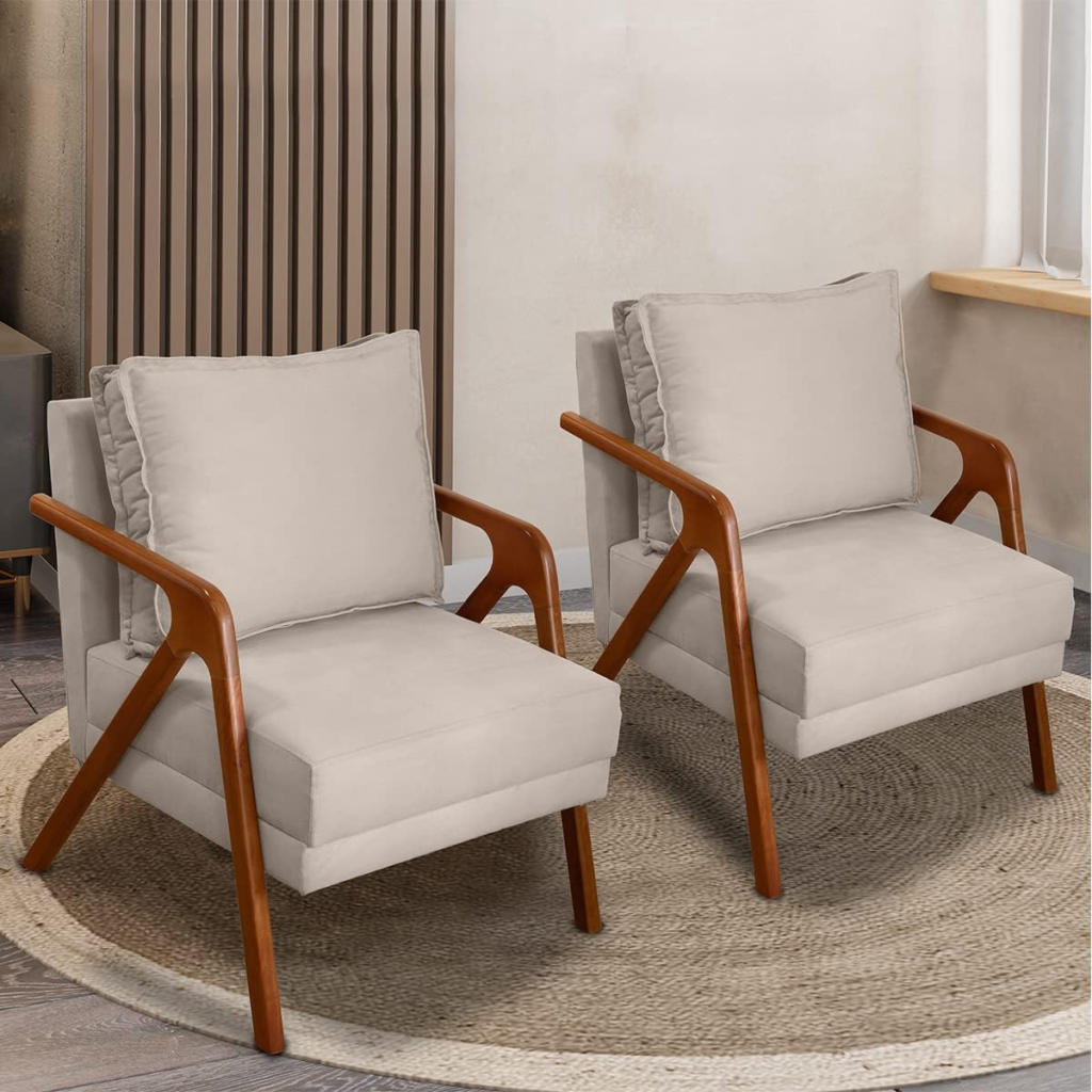 
Kit 2 Poltronas Para Sala Decorativas Shine Cadeiras Reforçadas Para Recepção Manicure Sala De Espera Consultório Escritório Confortável Em Madeira Maciça