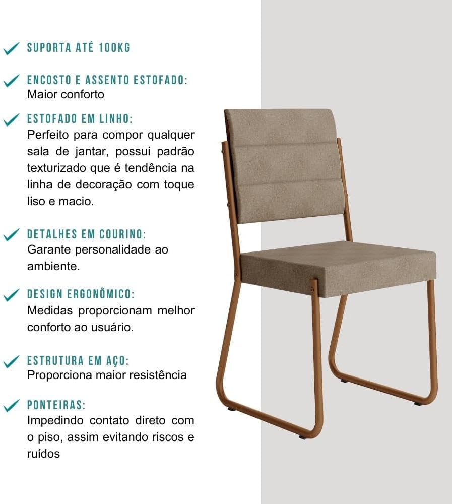 Conjunto Sala de Jantar 4 Cadeiras San Francisco Carraro