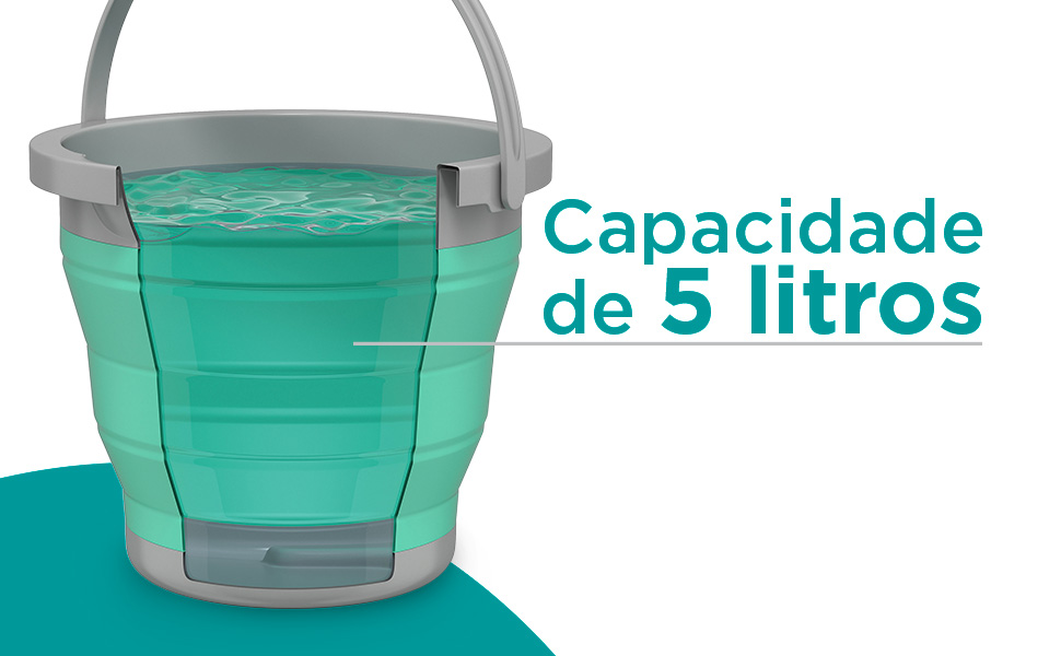 Balde 5L Retrátil Verde Água da Flash Limp