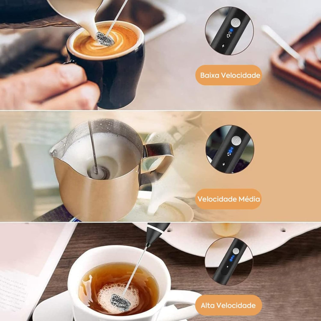 Espumador de Leite USB Recarregável Cozinha Cafe Ovo