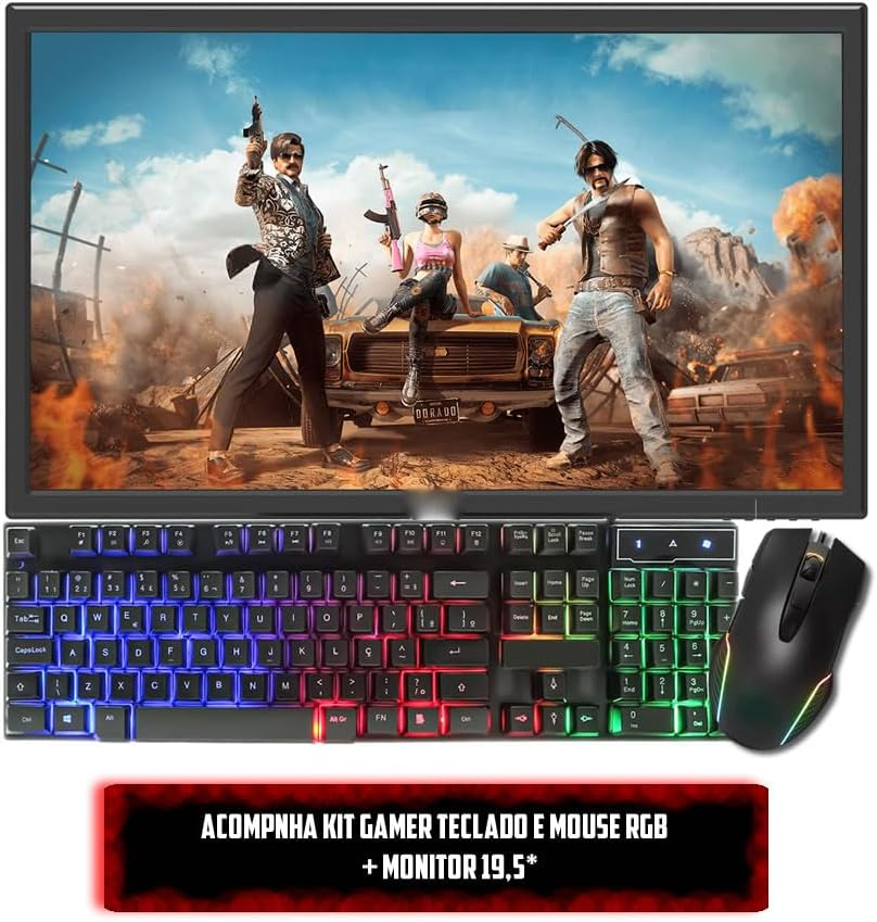 PC GAMER AMD RYZEN 5 5600GT+A520M+16GB 3200+NVME 500GB+500W BIVOLT+GABINETE GAMER 3 FANS+MONITOR 21,5 100HZ HDMI+TECLADO E MOUSE GAMER RGB